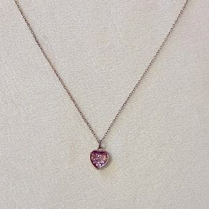 Gold necklace, with sparkly, pink heart
